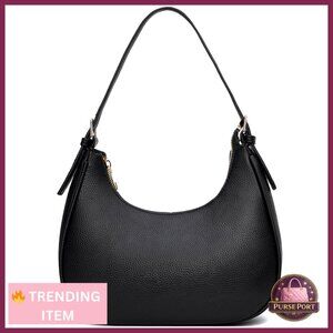 Small Vegan Leather Crescent Shoulder Bag Hobo Tote Crossbody Purse